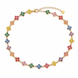 Collier trèfle en acier inoxydable collier veelkleurige tendance ras de cou