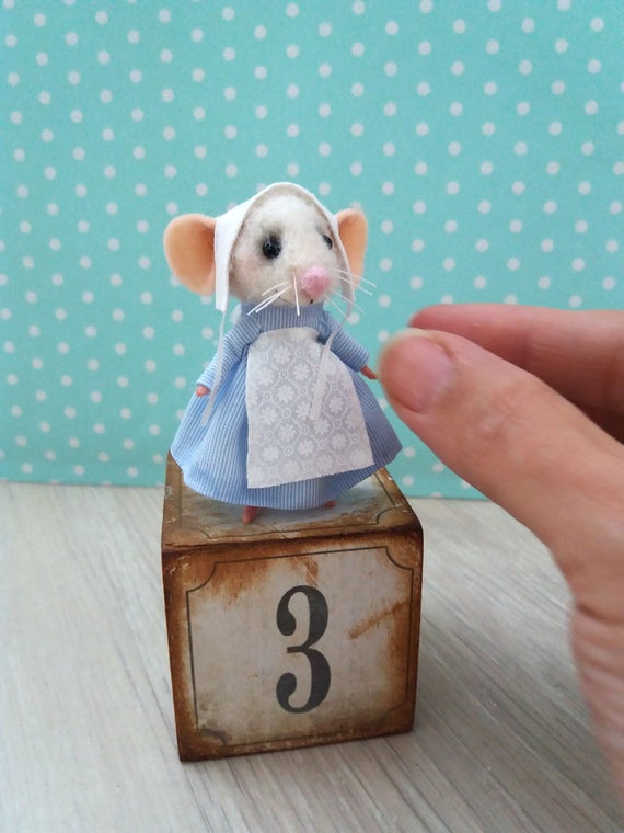 Needle Felt Mouse Miniature Mouse Felt Mouse Dollhouse Mouse