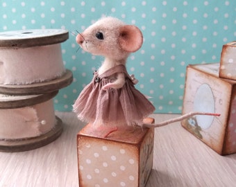 Needle felt mouse miniature mouse felt mouse dollhouse mouse needle felted mouse felt mice cute mouse wool mouse white mouse realistic mouse