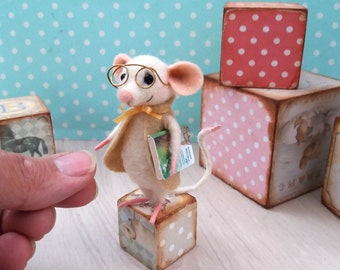 Needle felt mouse miniature mouse felt mouse dollhouse mouse needle felted mouse felt mice cute mouse wool mouse white mouse realistic mouse