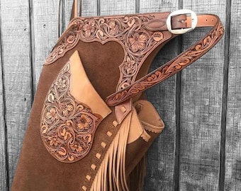 Jambières de rodéo faites main fabriquées à la main, jambières de concours de cow-boy, équipement d'équitation western personnalisé, jambières d'outillage floral