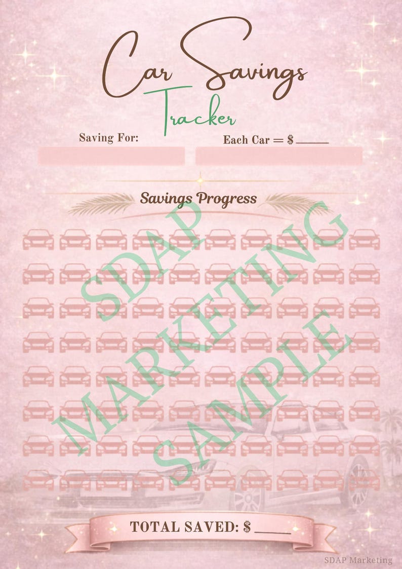 Car Savings Tracker Printable: Vehicle Fund Goal Planner (digital ...