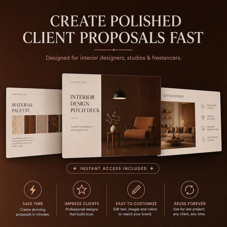 Interior Design Pitch Deck Canva Template, Luxury Client Presentation ...