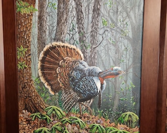 Pintura de pavo pintada a mano