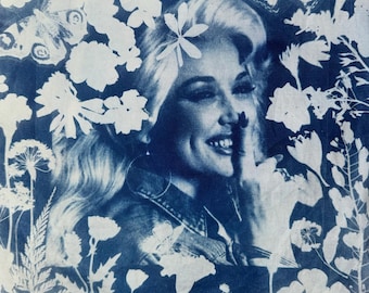 Dolly Parton FINE ART giclee reproduction print of cyanotype- museum quality