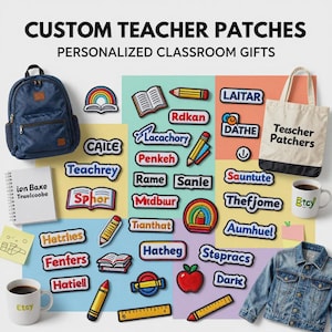 Teacher Name Patch Personalized Embroidered Badge Custom Classroom Gift Iron On Sew On School Staff Tag