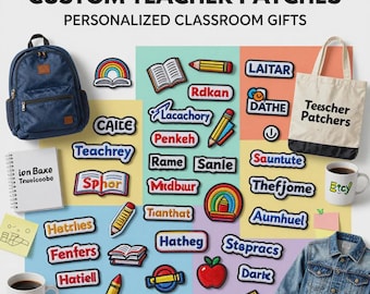 Custom Embroidered Teacher Name Patch, Personalized Classroom Badge (Iron On/Sew On)
