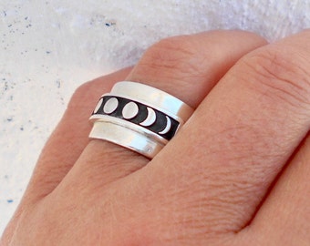 Månens faser-ring i sterlingsilver - Celestial Ring