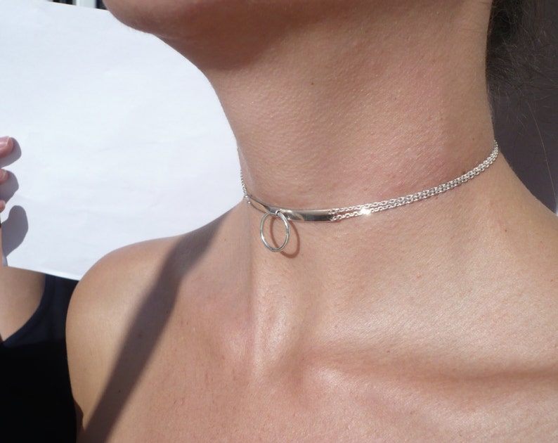 sterling silver slave collar O ring necklace 