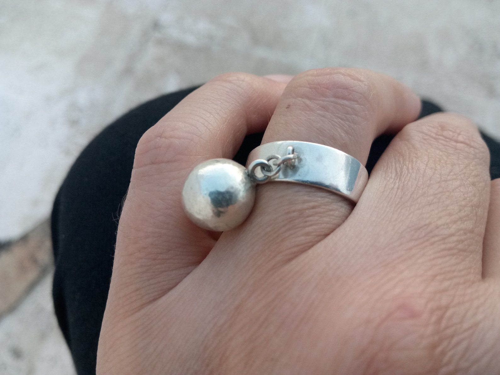 Dangle Ball Ring Sterling Silver Etsy