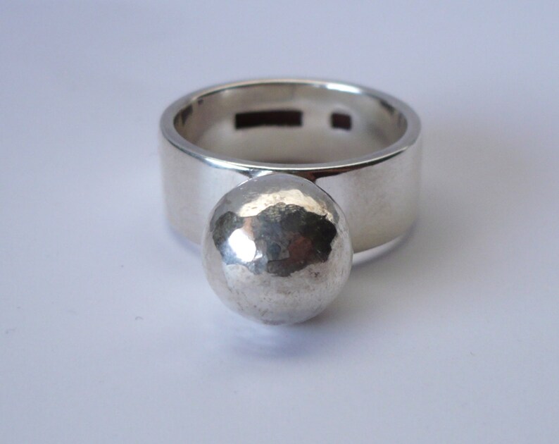 Sterling Silver Ball Ring Etsy
