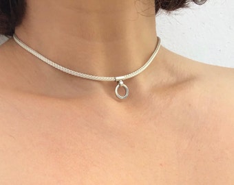 sterling silver woven chain with O ring