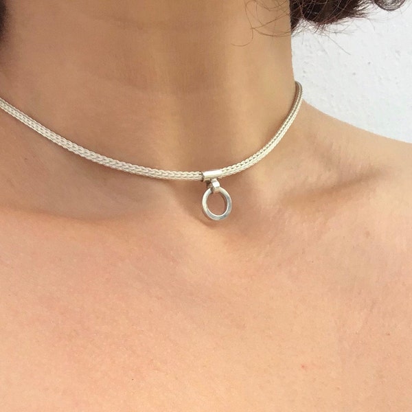 Sterlingzilveren geweven ketting met O-ring