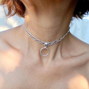 Sterling Silver 925 O-Ring Choker Necklace - Removable O Ring Collar Necklace - Handmade Silver Collar Jewelry