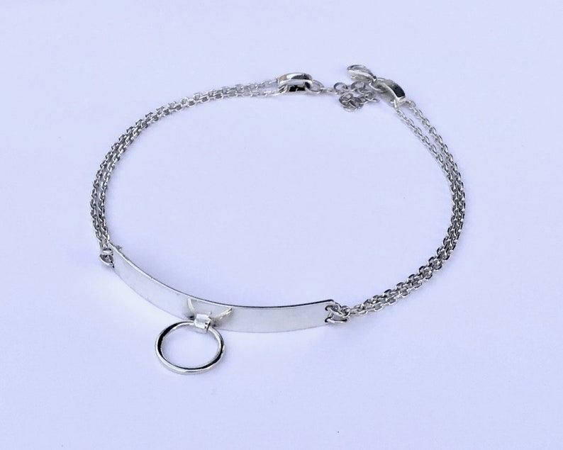 Bracelet de cheville double chaîne en argent sterling O ring image 8