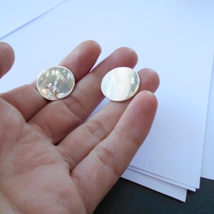 silver disc earrings minimal image 7