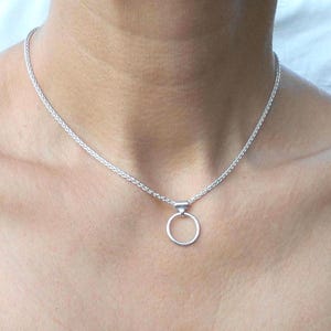 Sterling Silver Minimal O-Ring Necklace - 925 Choker Chain