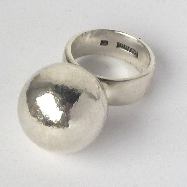 Bague grosse boule en argent