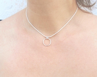 Sterling Silver Minimal Choker -  925 O Ring Rope Chain Necklace