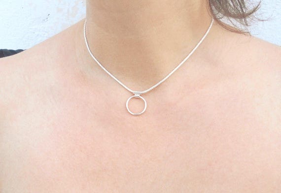 Sterling Silver Minimal Choker -  925 O Ring Rope Chain Necklace