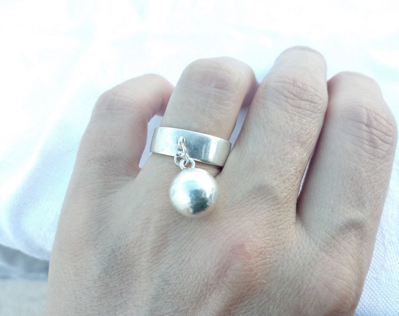 Dangle ball ring sterling silver Etsy