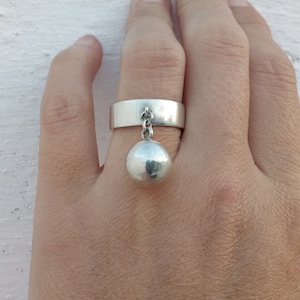 dangle ball ring sterling silver