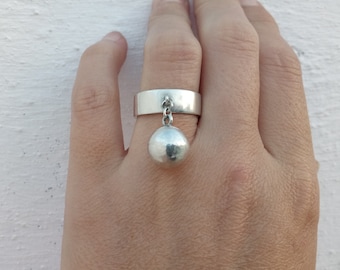 dangle ball ring sterling silver