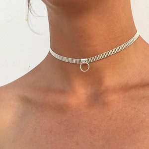 sterling silver delicate slave collar