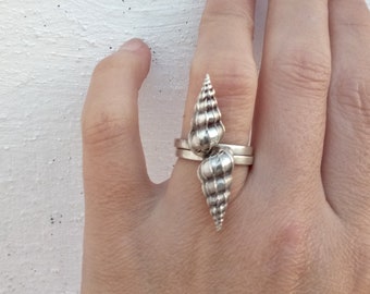 sterling silver seashell summer stackable rings