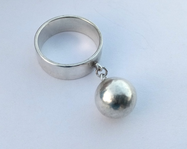Dangle ball ring sterling silver Etsy