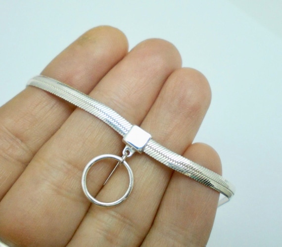delicate snake flat chain sterling silver slave collar O ring
