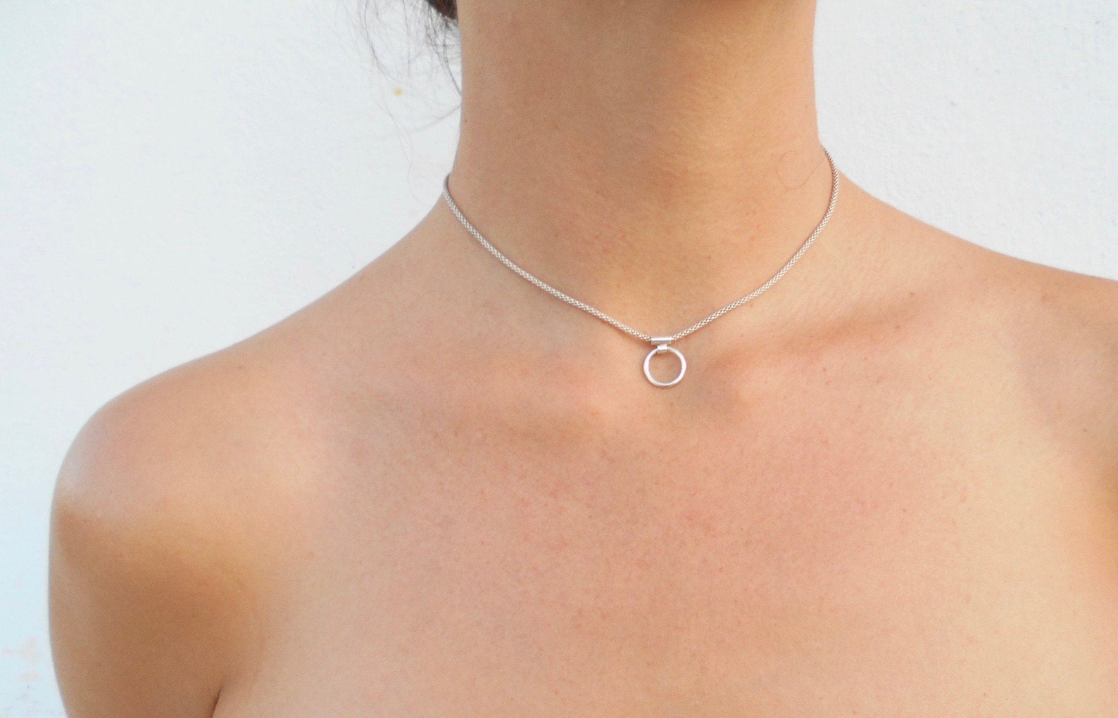 O Ring Adjustable Choker Necklace Etsy