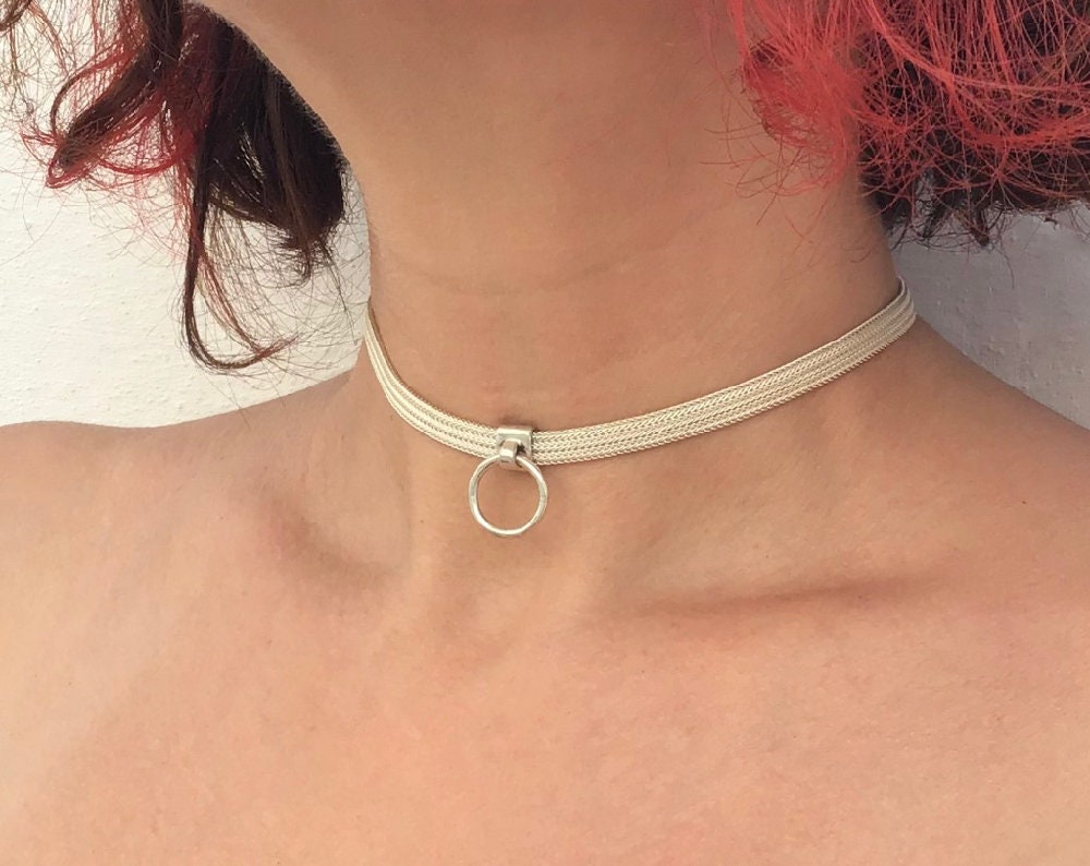 Silver Slave Collar Chain With O Ring Necklace - Etsy Silver Slave Collar Chain With O Ring Necklace - Etsy