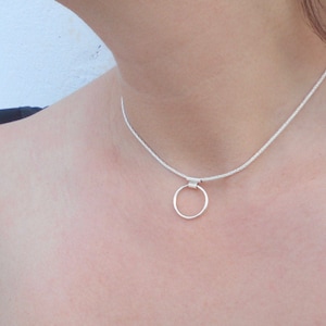 O ring sterling silver choker necklace