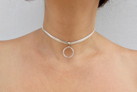 Sterling Silver Snake Chain Collar with O Ring