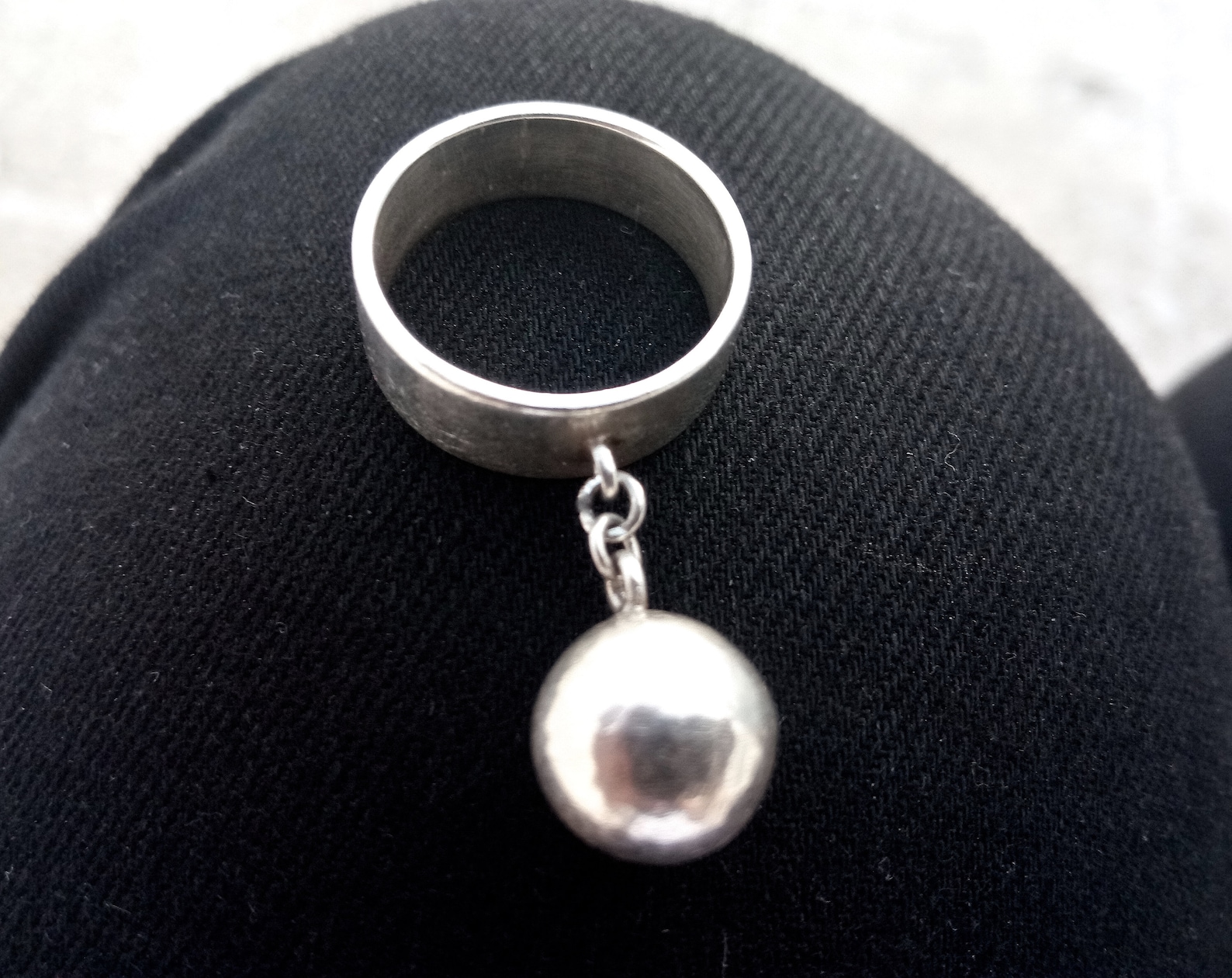 Dangle Ball Ring Sterling Silver Etsy