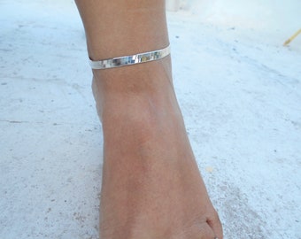 Herringbone illustration sterling silver chain anklet bracelet