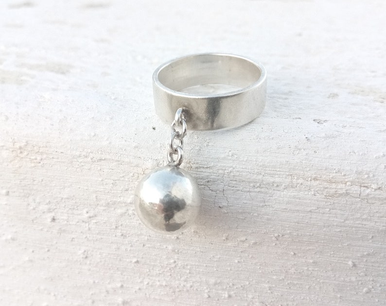 Dangle ball ring sterling silver Etsy
