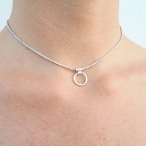 Sterling Silber O-Ring Kettenhalsband - 925 Verstellbare Kettenhalskette