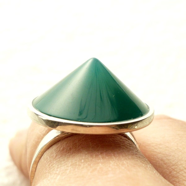 green agate cone ring