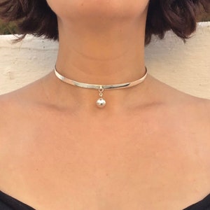 Dangle ball collar / Sterling silver collar necklace