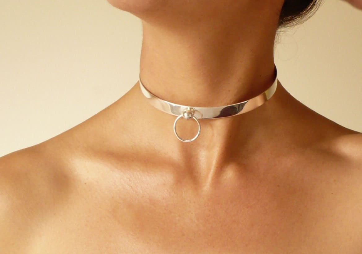 Silver Slave Collar Necklace O Ring / Sterling Silver BDSM Silver Slave Collar Necklace O Ring / Sterling Silver BDSM