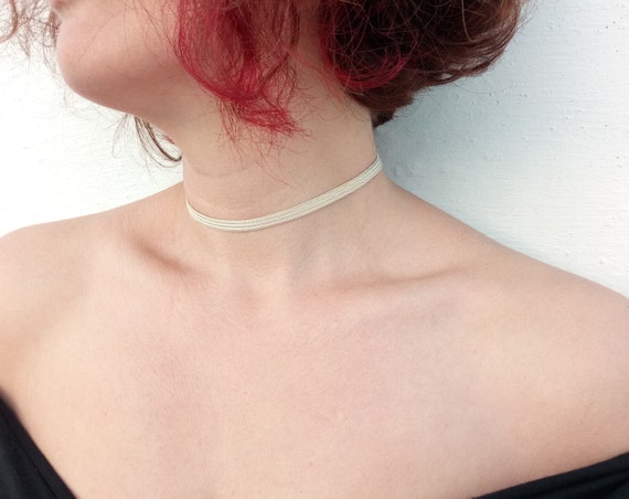 sterling silver collar chain choker