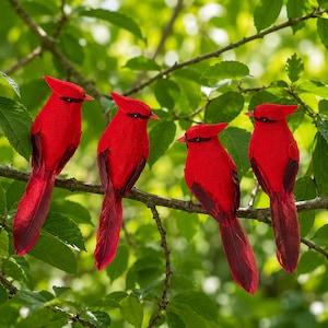 Künstliche Kardinalvogeldekoration, rote Federvogelverzierung, künstlicher Vogelclip, Baumastdekor, Weihnachtsblumengesteck, Gartendekor