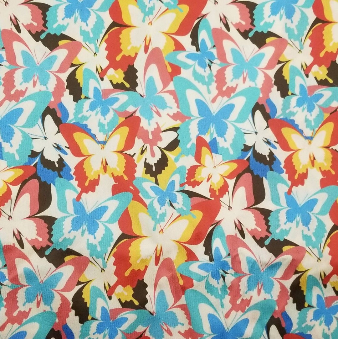 Retro Butterflies PUL Fabric BY the YARD Polyurethane Laminate Cloth