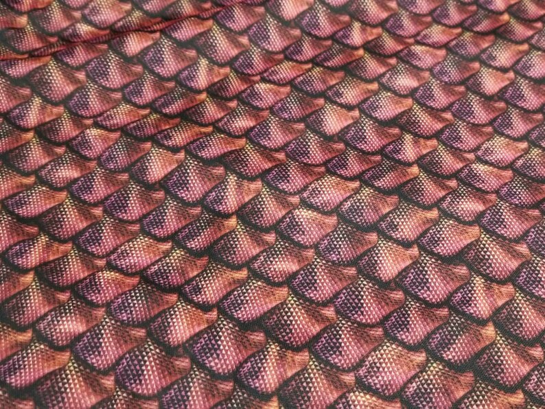 Red Dragon Scales 3D PUL Fabric BY the YARD Polyurethane Laminate Cloth