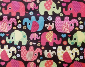 Pink Brown Elephants PUL fabric BY the YARD polyurethane laminate cloth diaper making supplies