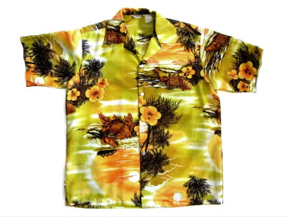 Hawaiian Aloha Shirt Beach Sunset Liberty House M