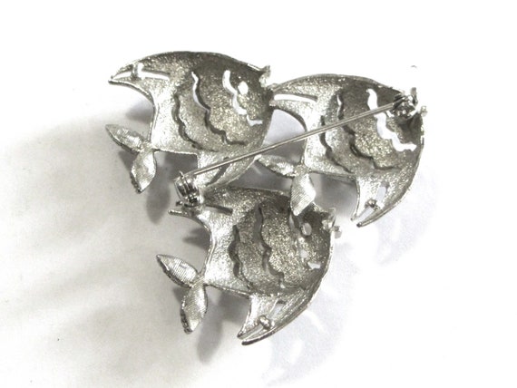 Angel Fish Brooch Pierced Metal Silver Tone Pin B… - image 3