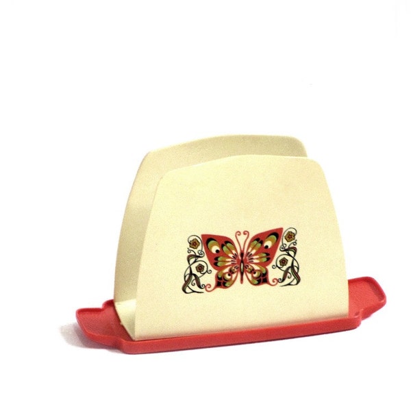Retro Butterfly Plastic Napkin Holder Mod Kitchen Dining Room Accessories Tableware